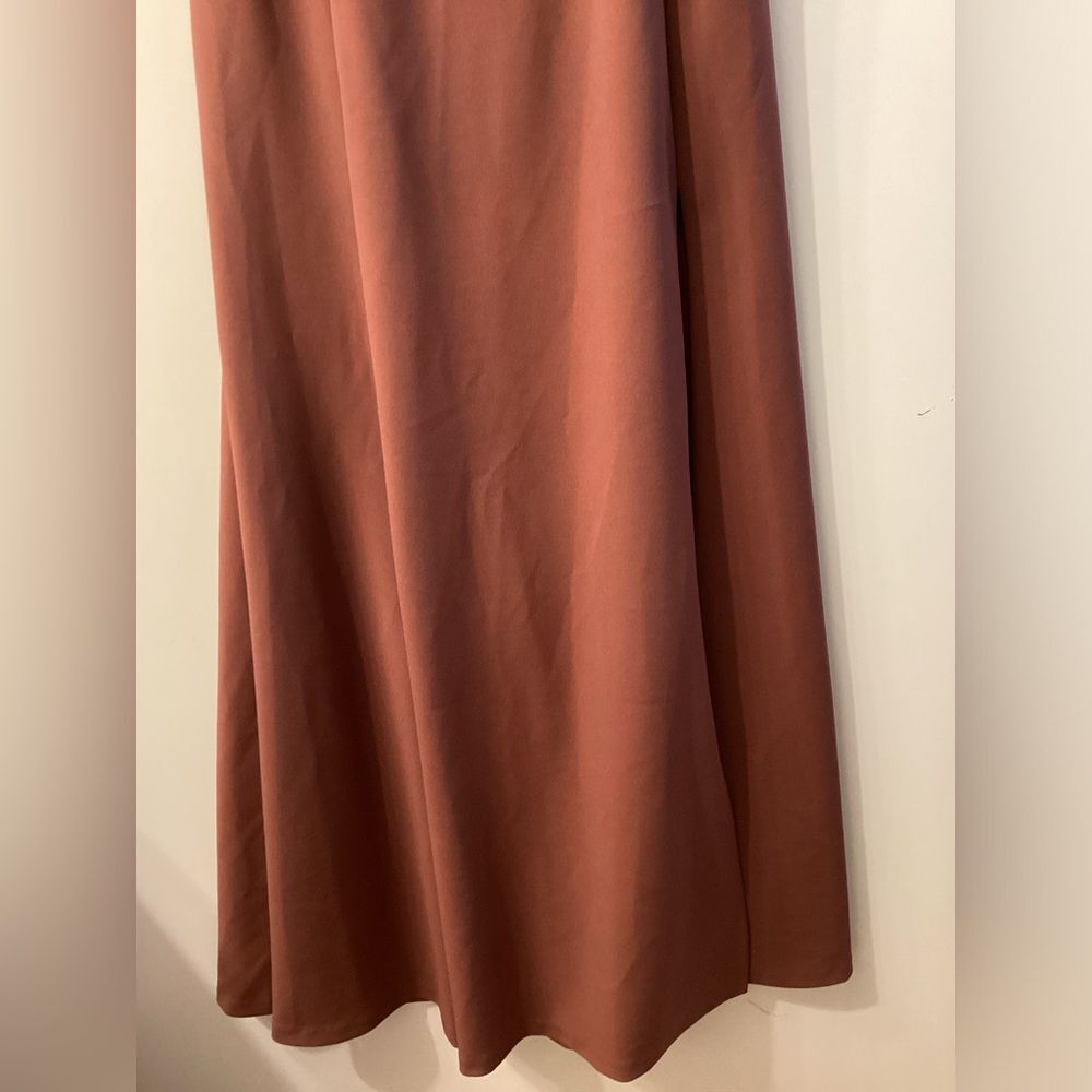 Jenny Woo Rust Brown Sleeveless V-Neck Maxi Dress Size 12 - Picture 3 of 14